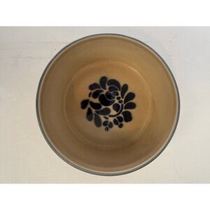 Vintage Pfaltzgraff Folk Art Stoneware Souffle Baker‎ Bowl 406 Cobalt Tulip Tan